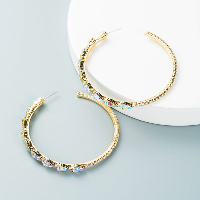 Fashion Alloy Diamond Drop-shaped Rhinestone Large C-shaped Earrings display picture 6