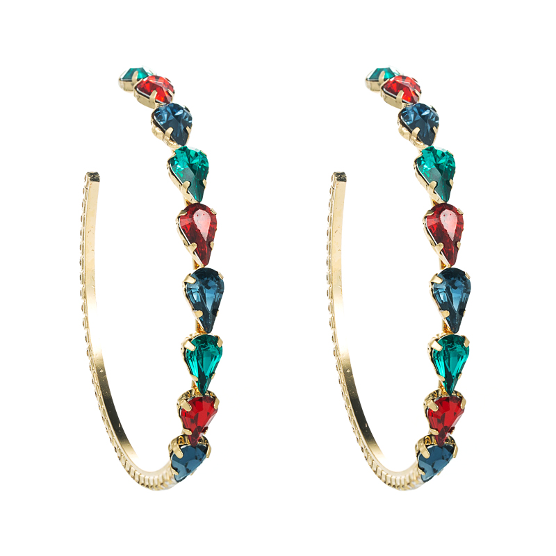 Fashion Alloy Diamond Drop-shaped Rhinestone Large C-shaped Earrings display picture 9