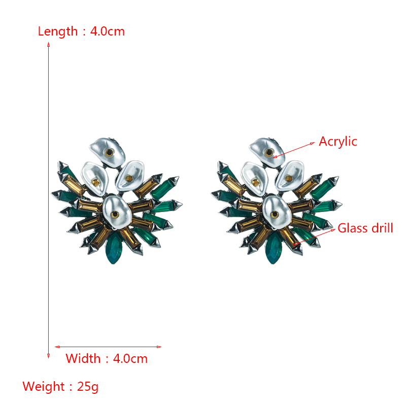 Personalized Diamond-studded Color Natural Pearl Flower Earrings Retro Ear Jewelry display picture 1