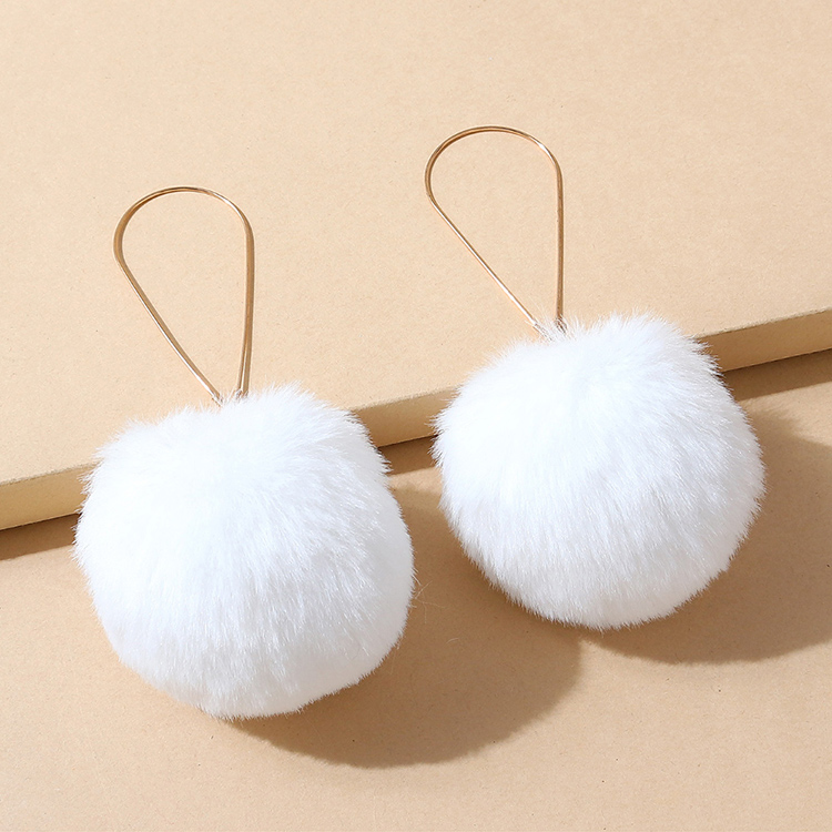 Korean Style Wild Pop Fluff Ball Earrings display picture 1