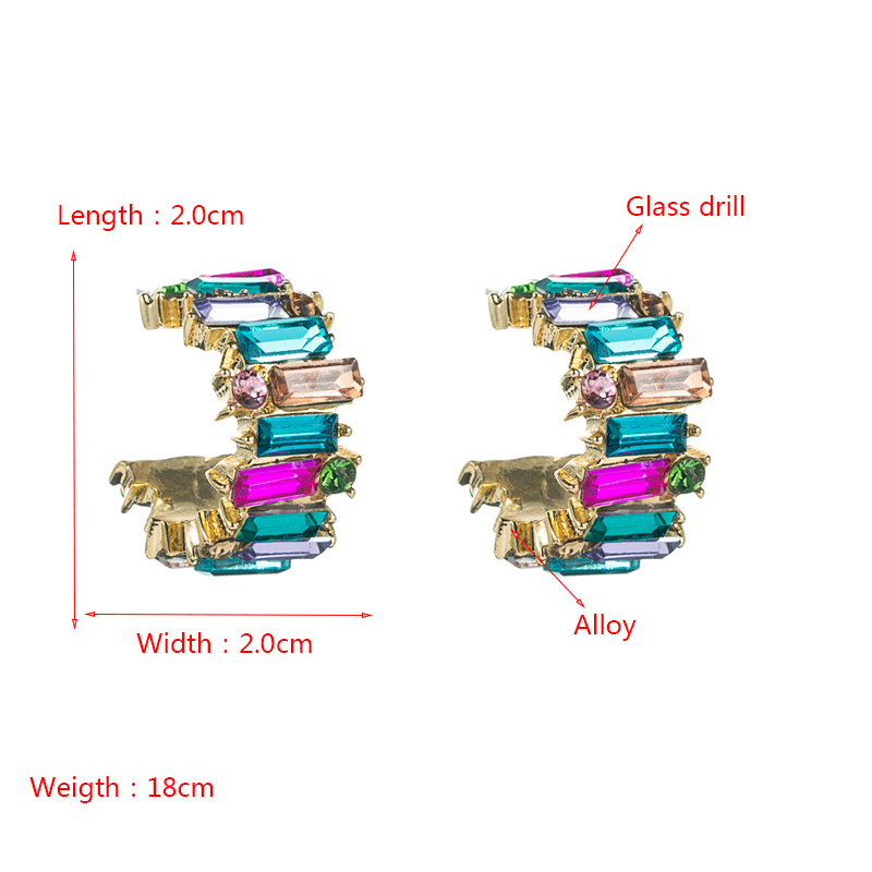 Alloy Diamond-studded Personality Simple C-shaped Earrings Color Earrings display picture 1