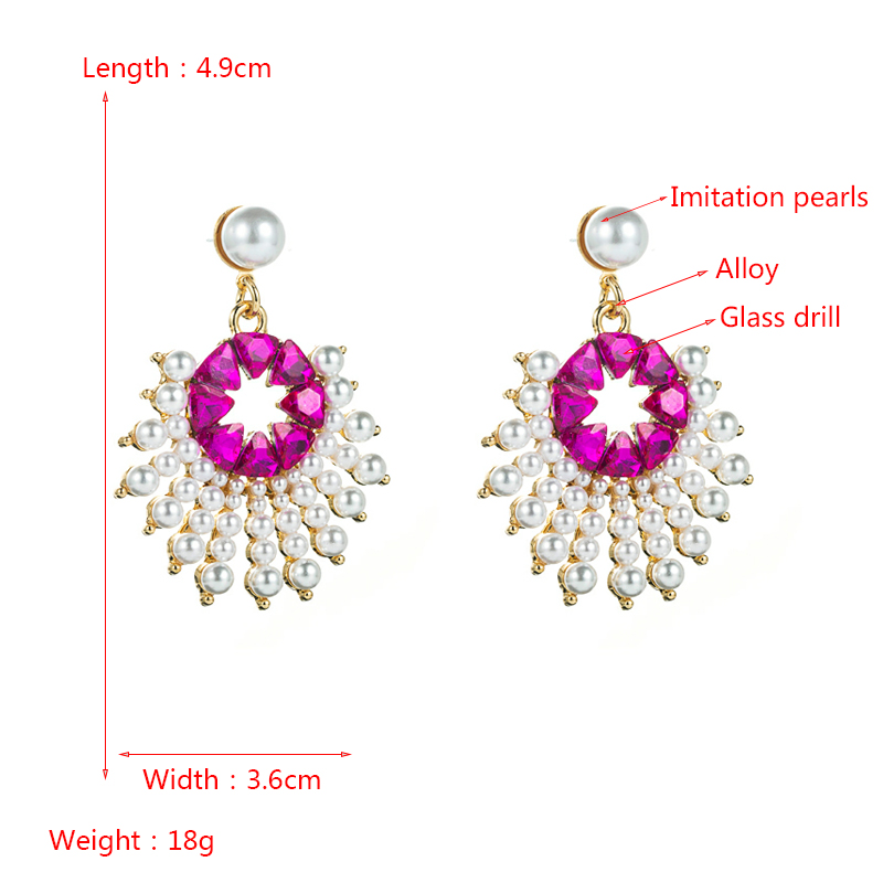 Alloy Diamond Inlaid Pearl Sun Flower Earrings Cross-border Earrings display picture 1