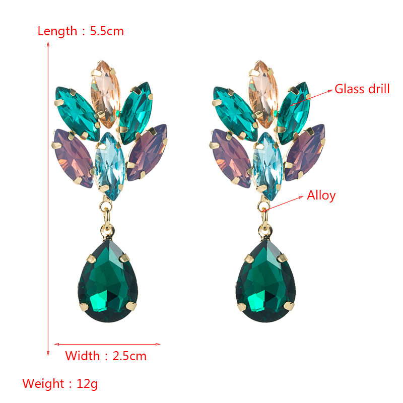 Korean Multi-layer Alloy Diamond-studded Flower Glass Diamond Earrings display picture 1