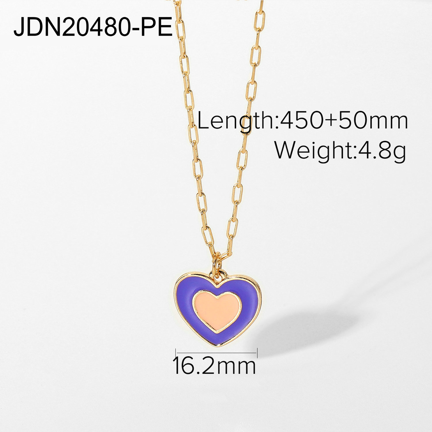 Fashion Heart-shaped Necklace Alloy Purple Oil Drop Double Heart Pendant Necklace Jewelry display picture 1