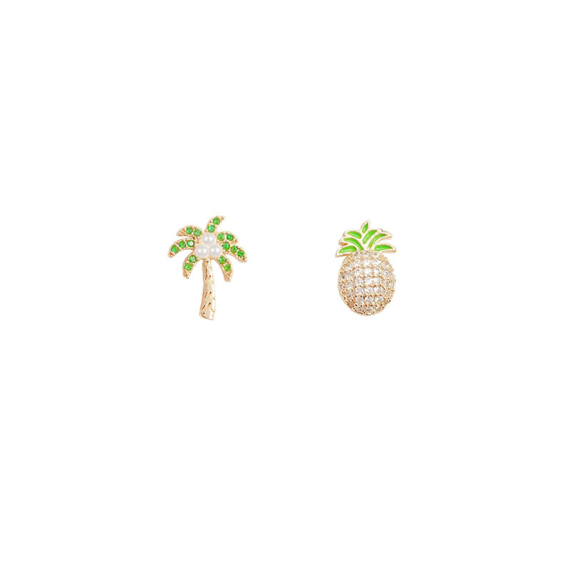 Coconut Pineapple Earrings Women's Simple And Small Personality Wild Earrings New Commuter Net Red Earrings Trend display picture 5