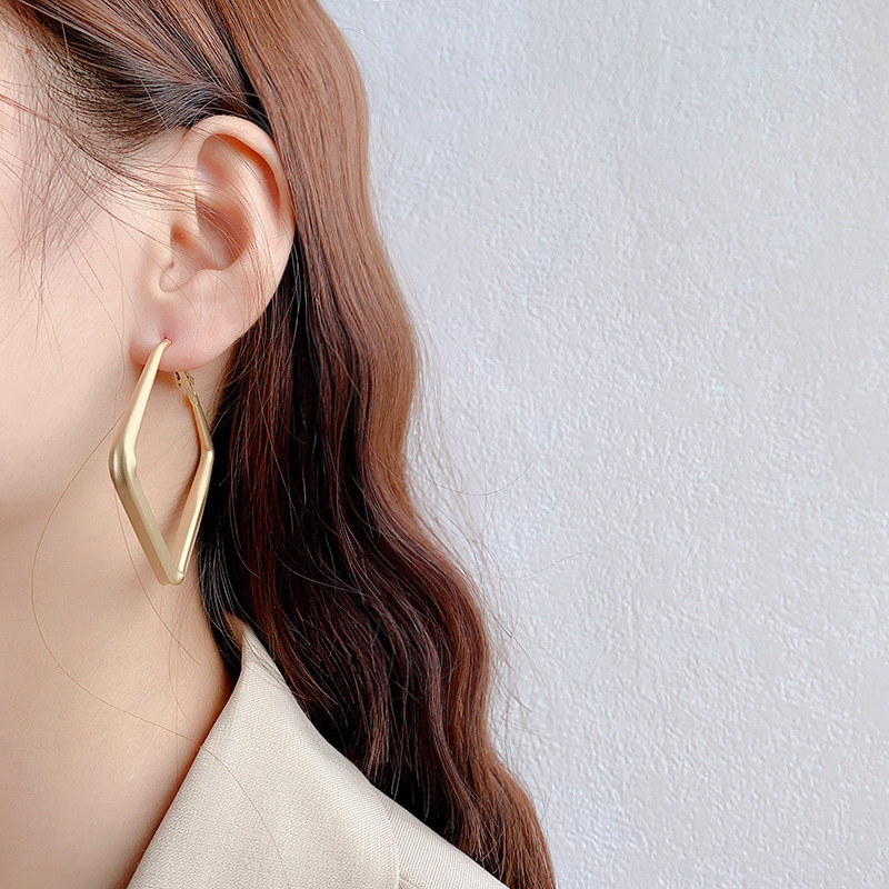 Geometric Matte Gold Design Personality Earrings European And American Temperament Fashion Net Red Atmospheric Exaggerated Earrings display picture 2