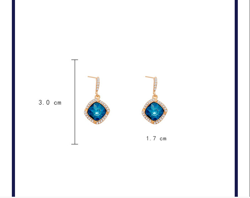 Blue Water Drop Retro Diamond Earrings Personality Fashion Temperament Earrings Female 2021 New Trendy Diamond Earrings display picture 7