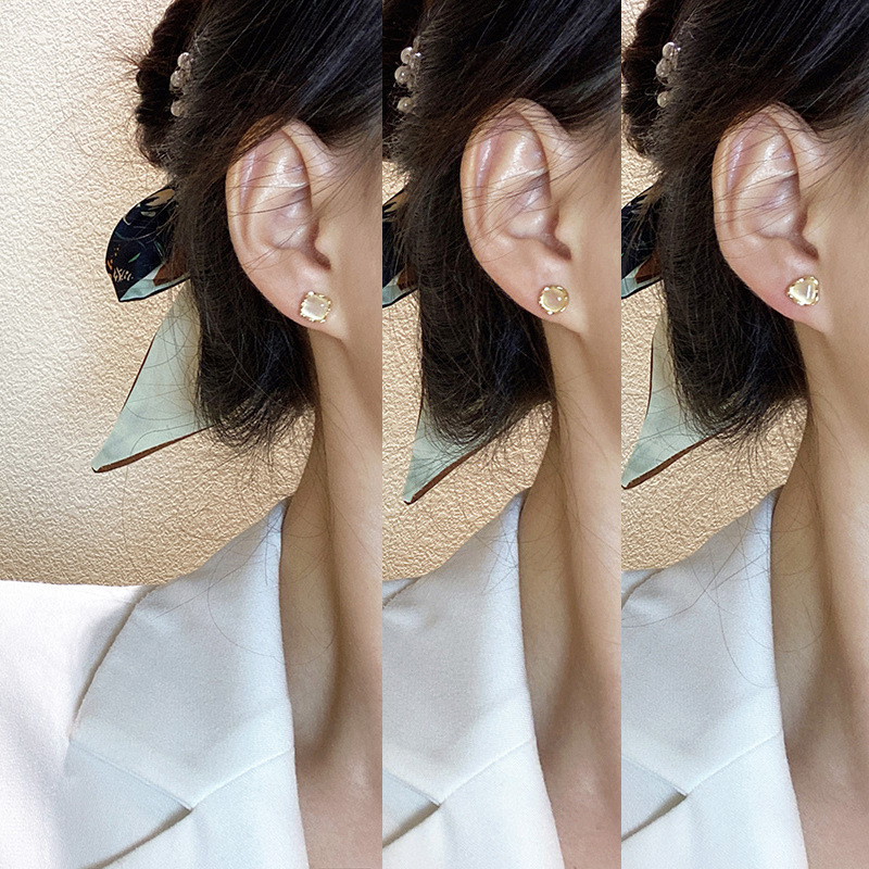 Three Pairs Of Opal Earrings 2021 New Trendy Earrings Simple Set Temperament Earrings display picture 2