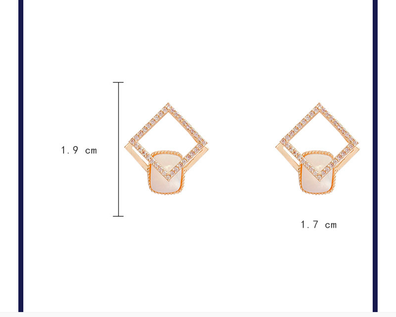 Korea's Micro-inlaid Simple Geometric Square Earrings Zircon Fashion Earrings display picture 7