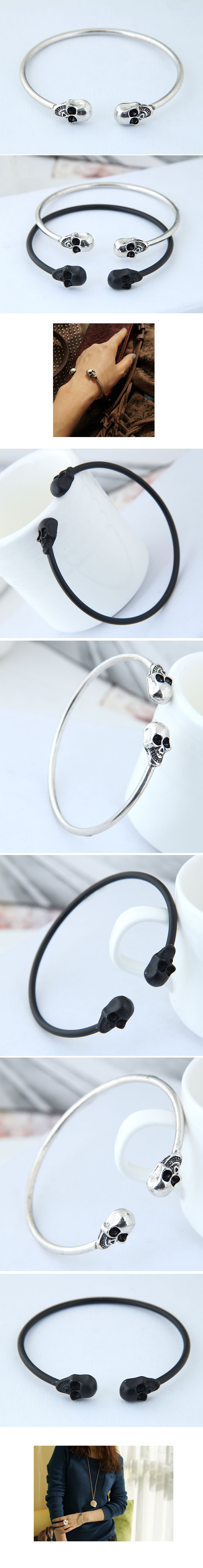 European And American Fashion Metal Simple Skull Personality Open Bracelet display picture 1