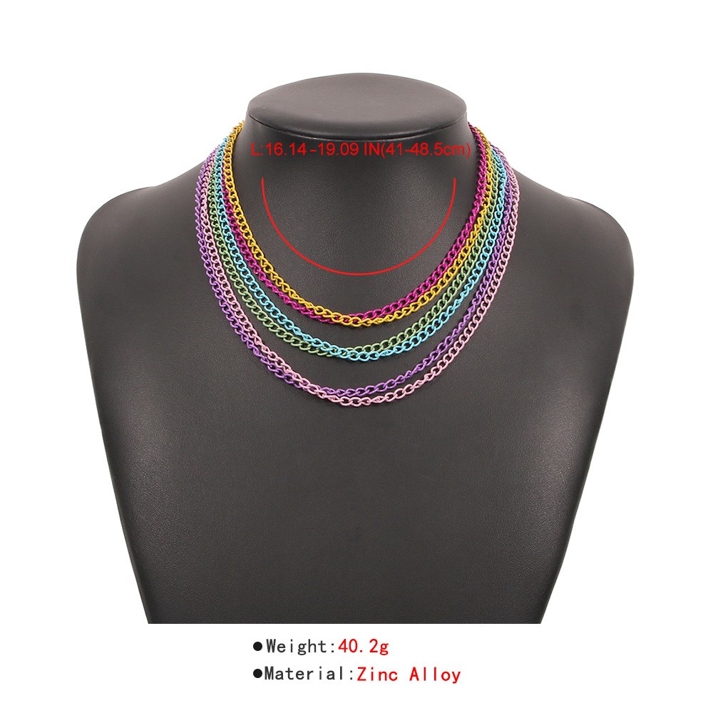Simple Exaggerated Geometric Color Chain Multilayer Necklace display picture 1