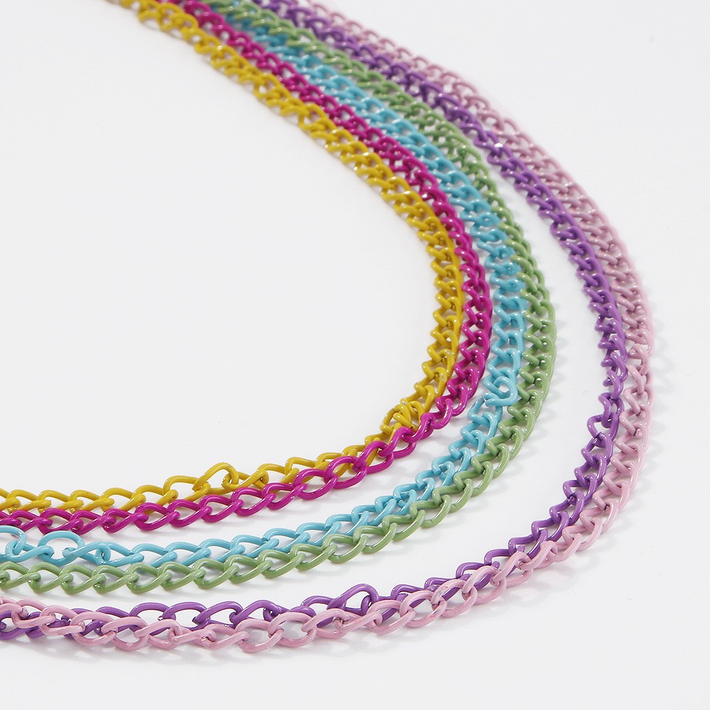 Simple Exaggerated Geometric Color Chain Multilayer Necklace display picture 7