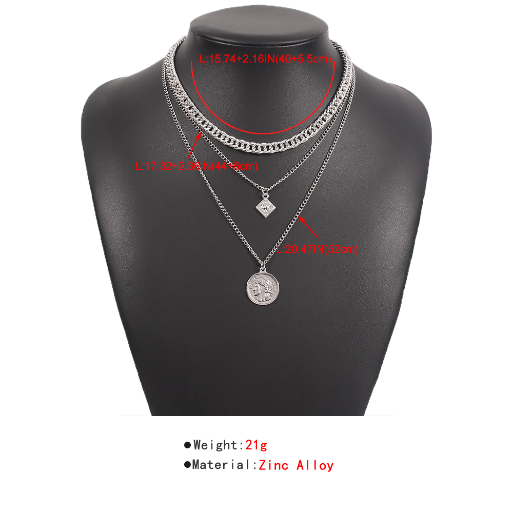 Retro Disc Simple Multi-layer Necklace display picture 1