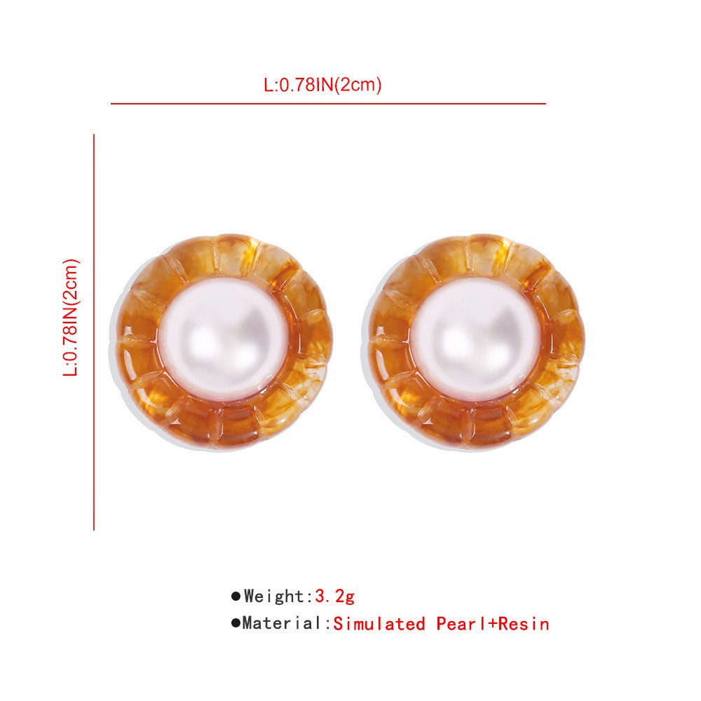 Simple Imitation Pearl Resin Flower Earrings display picture 1