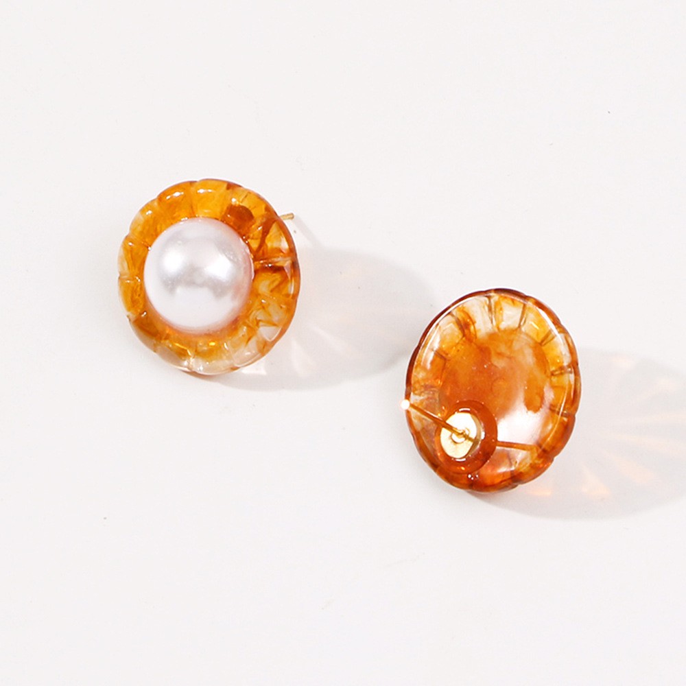 Simple Imitation Pearl Resin Flower Earrings display picture 4
