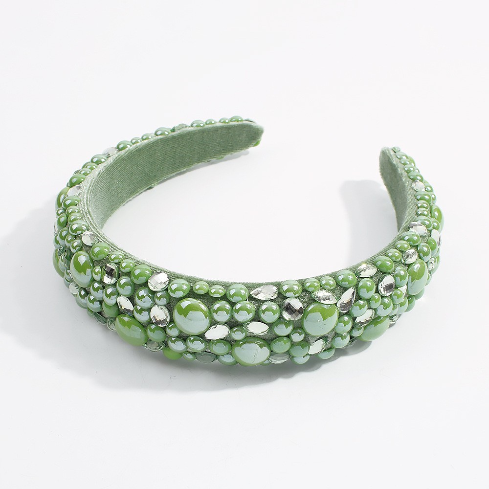 Exaggerated Thick Sponge Avocado Green Simple Headband display picture 3