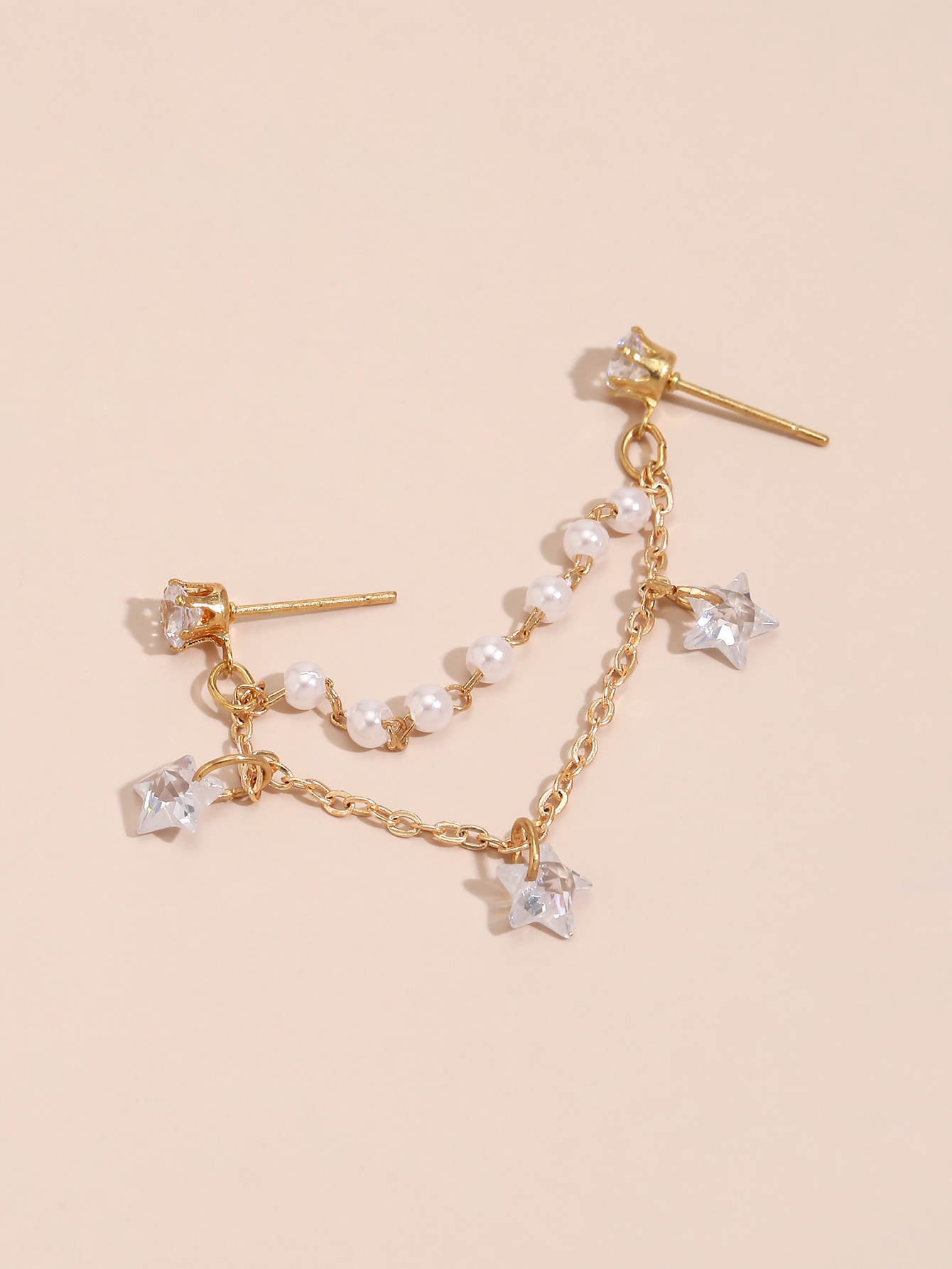 Fashion Personality Imitation Pearl Star Earrings Jewelry display picture 2