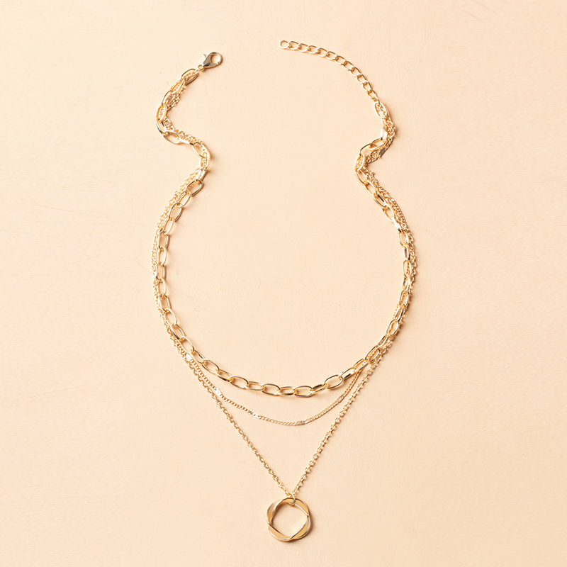 Metal Circle Three-layer Necklace display picture 3
