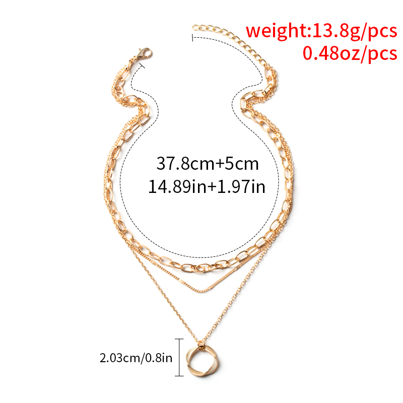 Metal Circle Three-layer Necklace display picture 4
