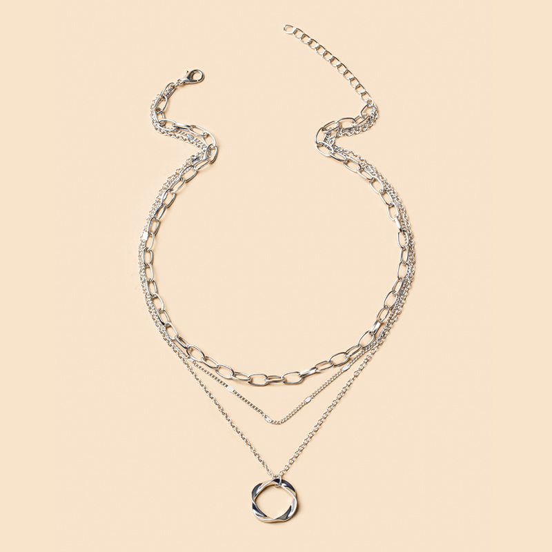 Metal Circle Three-layer Necklace display picture 7
