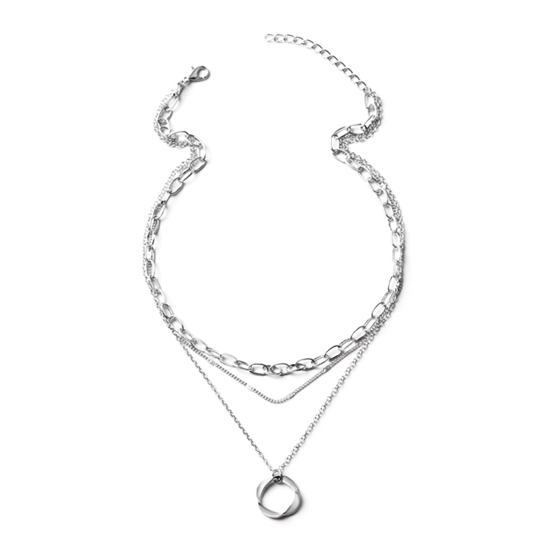 Metal Circle Three-layer Necklace display picture 11