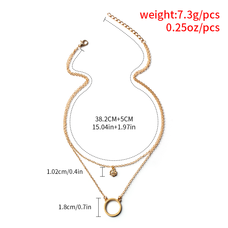 Metal Diamond Circle Two-layer Necklace display picture 7
