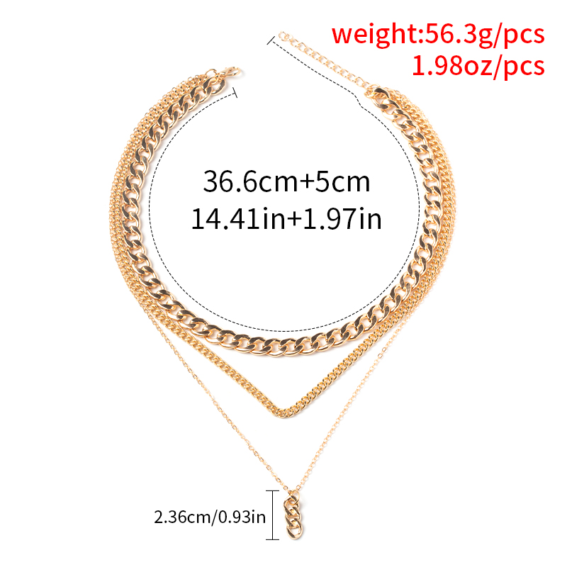 Metal Thick Chain Small Twist Three-layer Necklace display picture 3