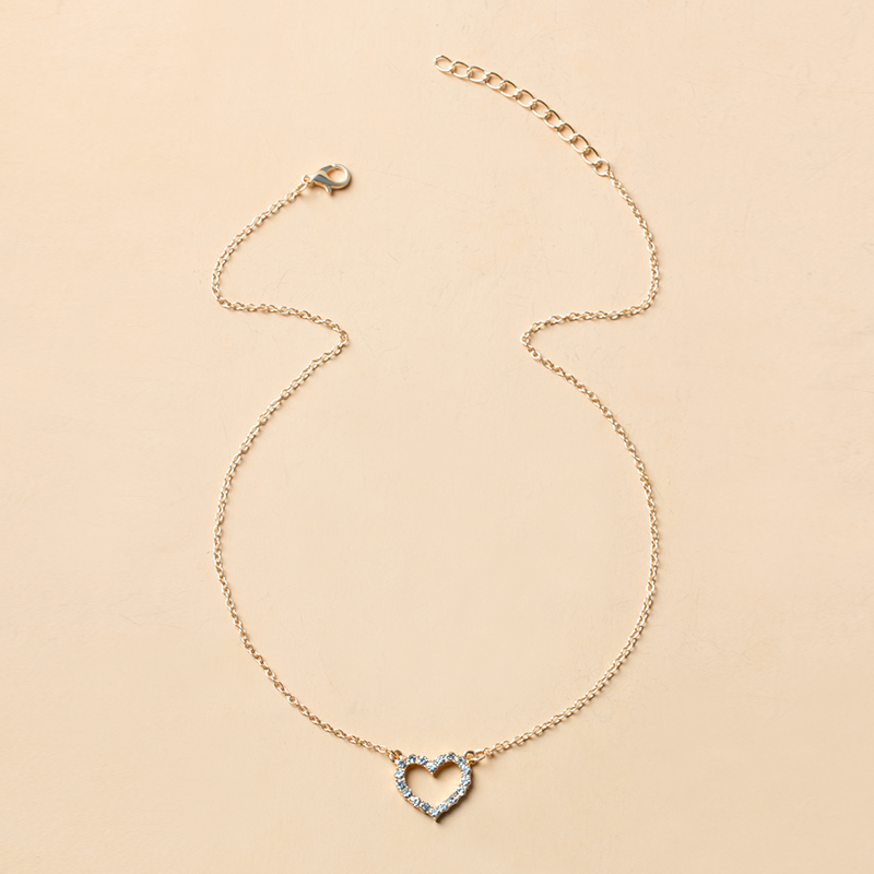 Simple Diamond Peach Heart Necklace display picture 1