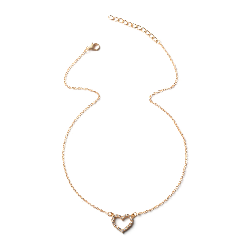 Simple Diamond Peach Heart Necklace display picture 4