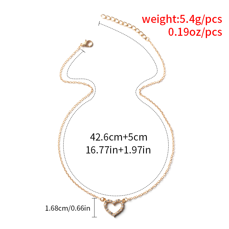 Simple Diamond Peach Heart Necklace display picture 5