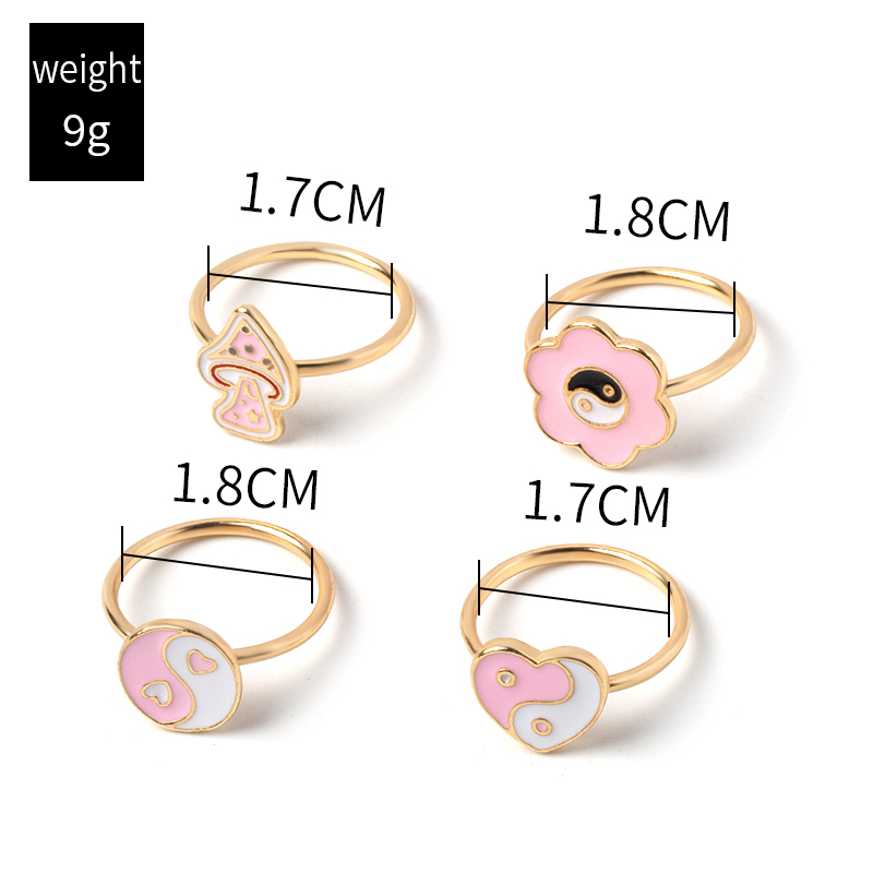 Fashion Drops Of Oily Yin And Yang Flower Mushroom Ring Set display picture 6