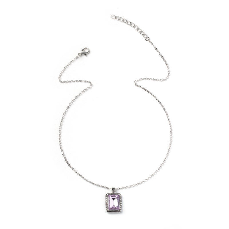 Fashion Colored Diamond Square Pendant Necklace display picture 3