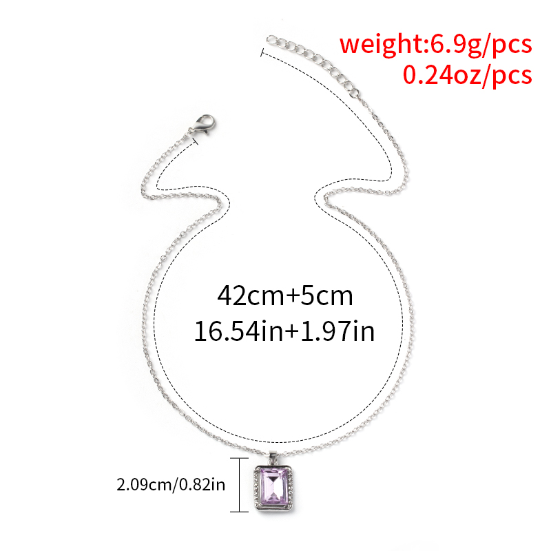 Fashion Colored Diamond Square Pendant Necklace display picture 4