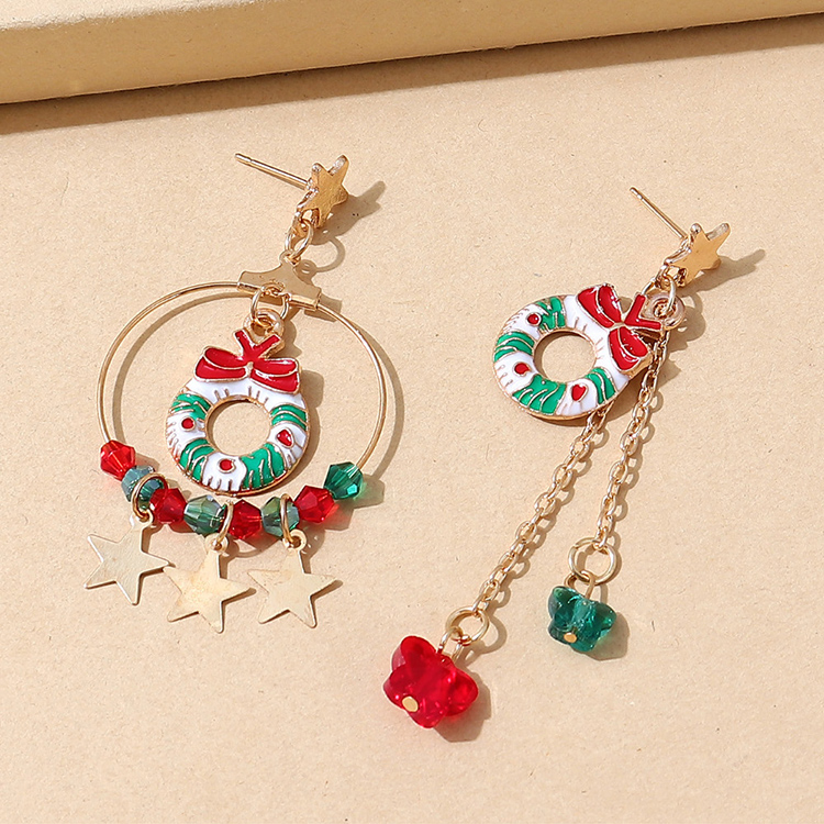 Christmas Series Small Stars Asymmetric Christmas Earrings display picture 1