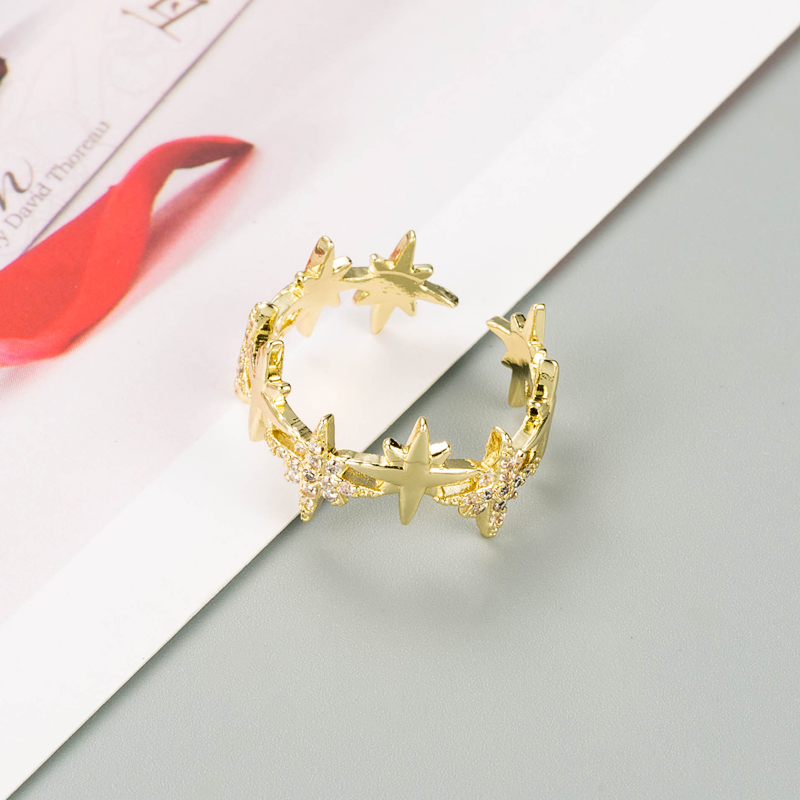 Cross-border Trend New Product Copper Micro-inlaid Open Ring display picture 4