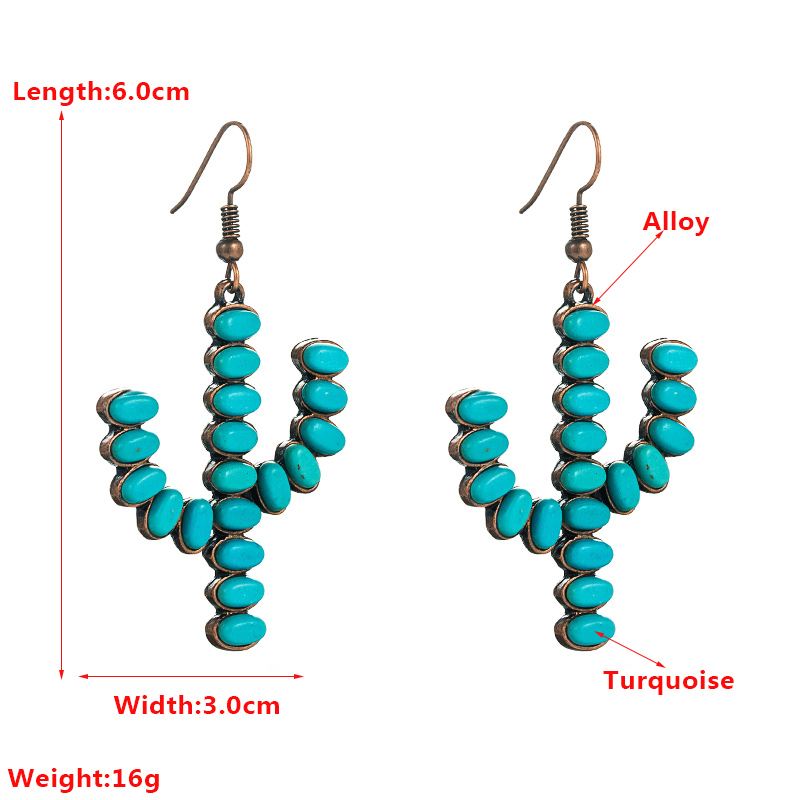 Cactus Turquoise Earrings Wholesale display picture 1