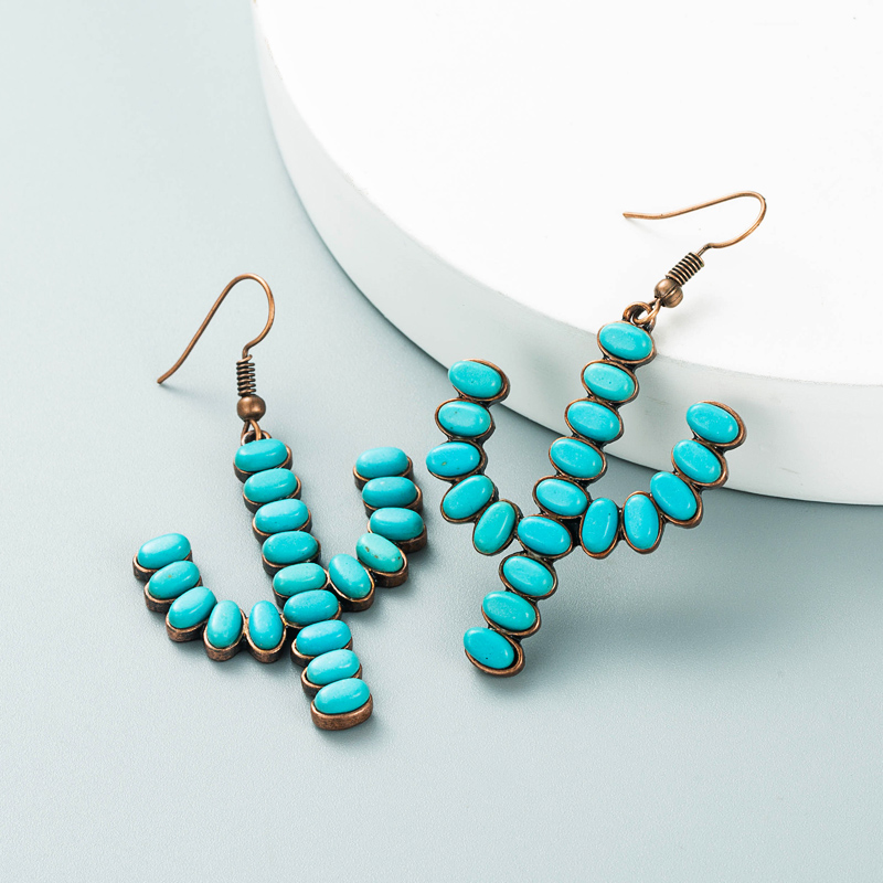 Cactus Turquoise Earrings Wholesale display picture 2
