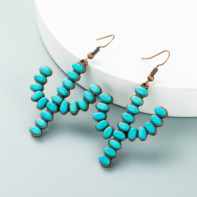 Cactus Turquoise Earrings Wholesale display picture 3