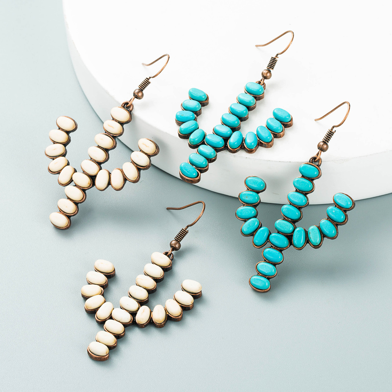 Cactus Turquoise Earrings Wholesale display picture 5