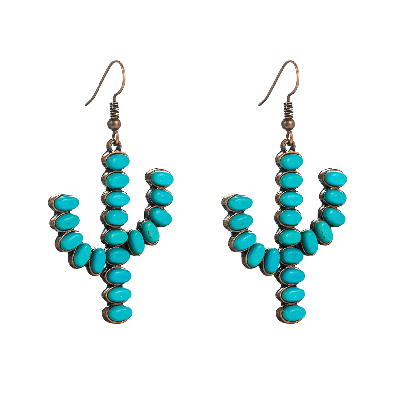 Cactus Turquoise Earrings Wholesale display picture 7