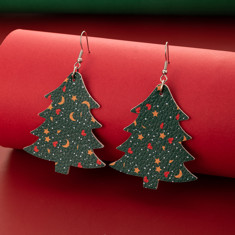 New Ornaments Christmas Green Christmas Tree Earrings display picture 2