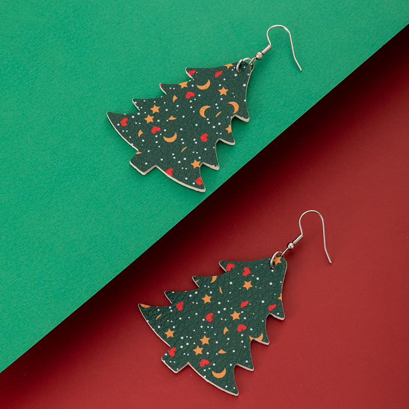New Ornaments Christmas Green Christmas Tree Earrings display picture 4
