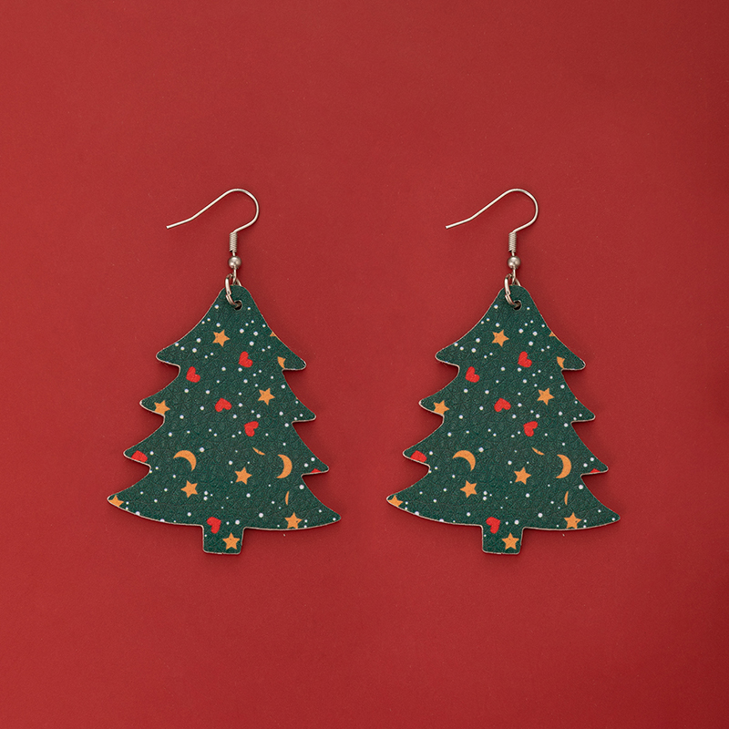 New Ornaments Christmas Green Christmas Tree Earrings display picture 7