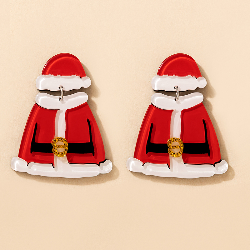 Bijoux Transfrontaliers Européens Et Américains Boucles D'oreilles Costume De Noël Rouge display picture 2