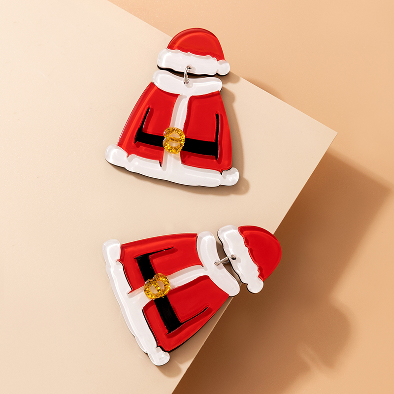 European And American Cross-border Jewelry Christmas Red Costume Earrings display picture 7
