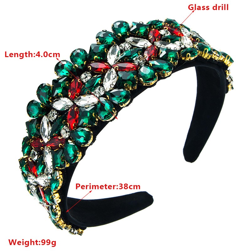 Baroque Retro Wide-brimmed Stained Glass Drill Christmas Heavy Industry Headband display picture 1