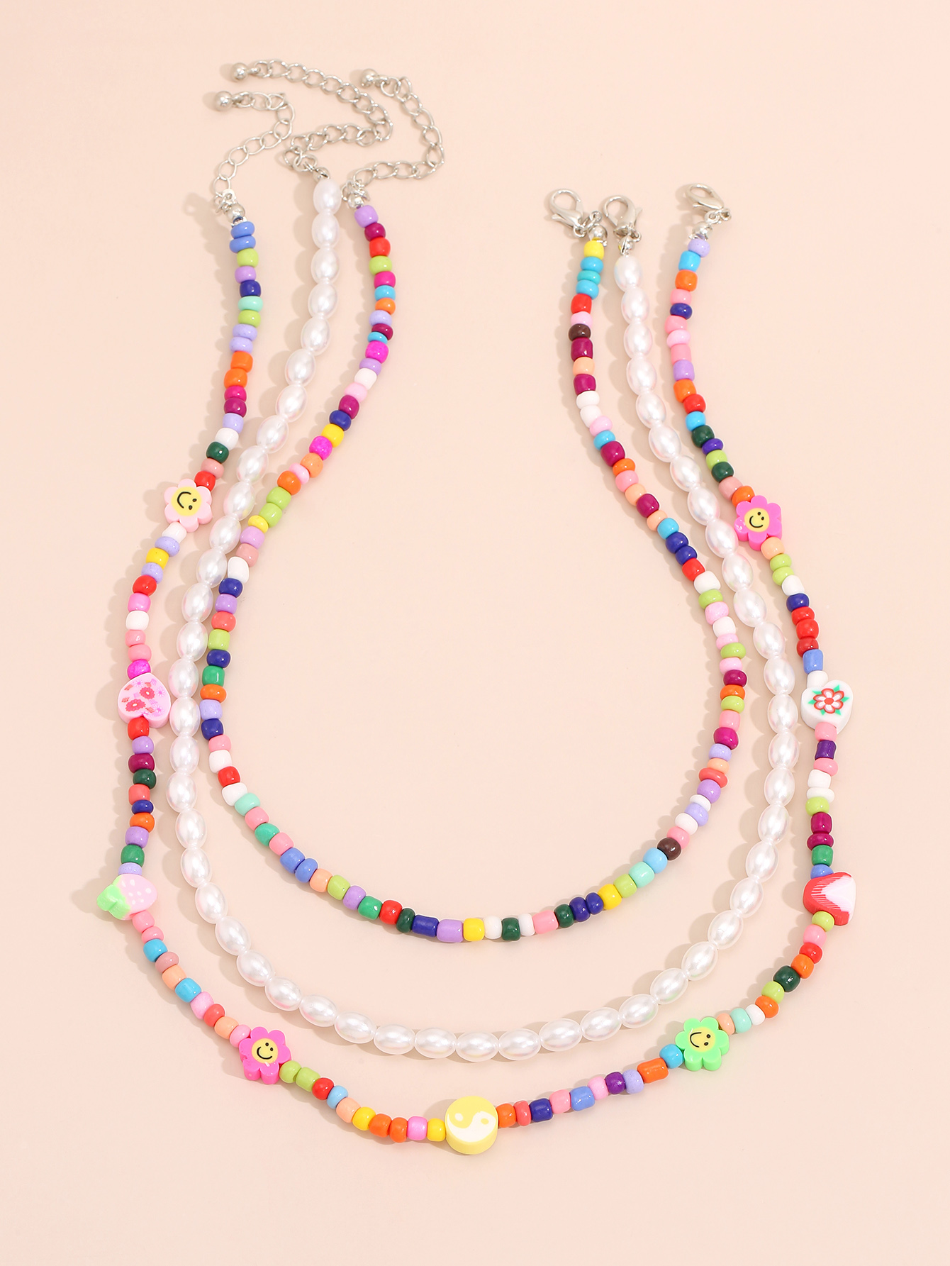 Mehrschichtige Halskette Im Böhmischen Stil, Farbige Weiche Tonfruchtimitationsperlenfrauen display picture 1