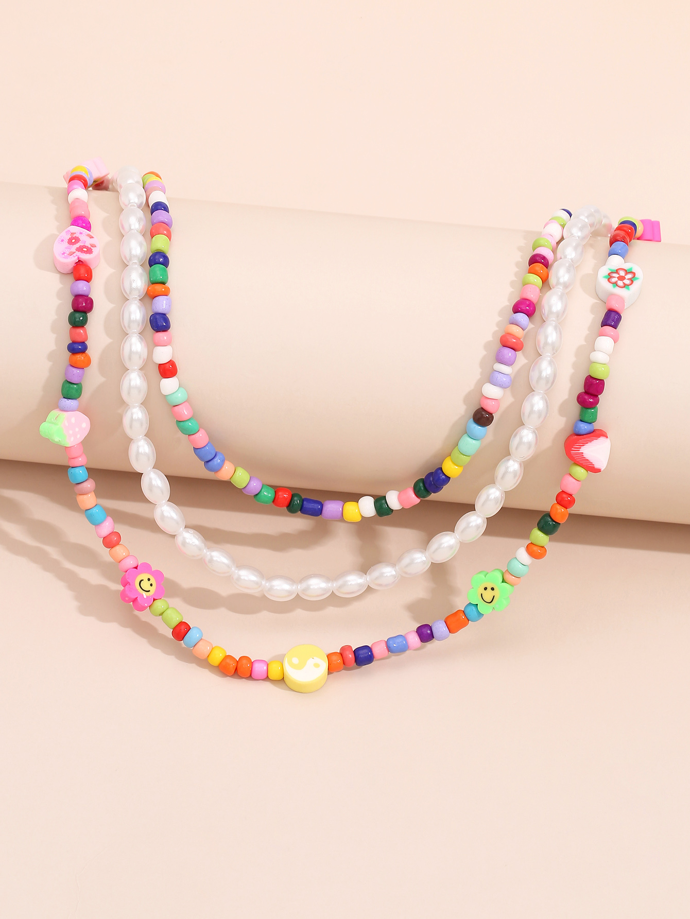 Bohemian Style Colored Soft Clay Fruit Imitation Pearl Women Multi-layer Necklace display picture 2