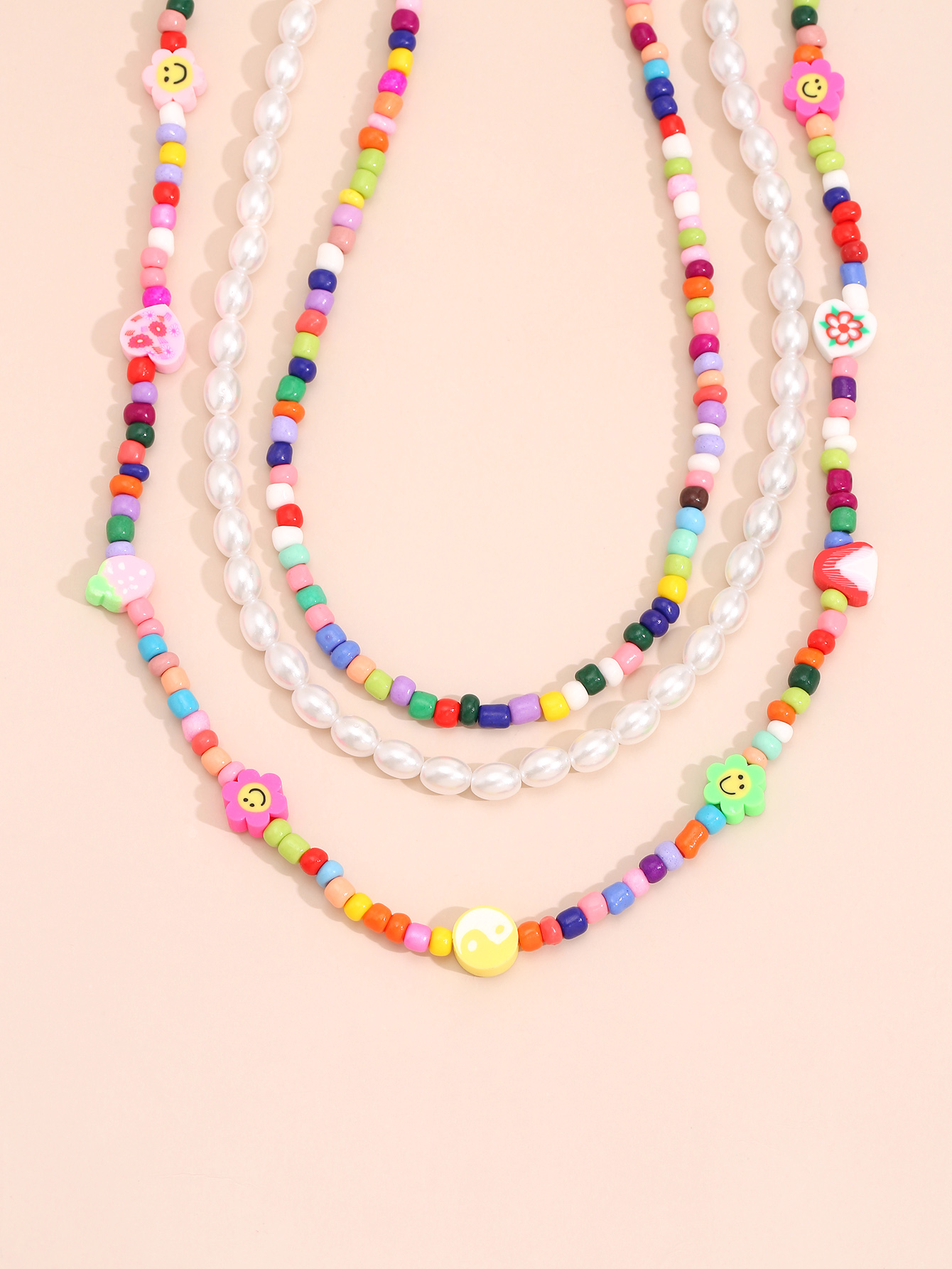 Bohemian Style Colored Soft Clay Fruit Imitation Pearl Women Multi-layer Necklace display picture 3