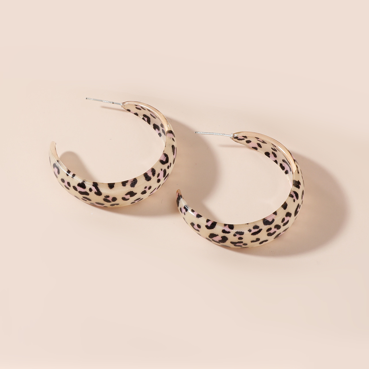 Holiday Style 925 Silver Needle Hypoallergenic Resin Leopard Print Earrings display picture 4
